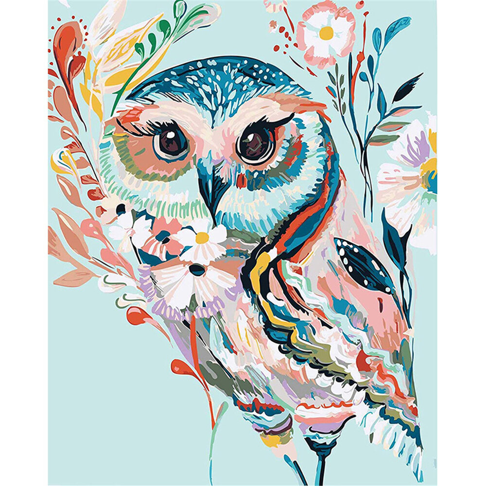 

DIY Paint By Numbers Kits Colorful Owl Oil Painting Numbers 40*50cm Frameless Home Wall Decoration Creative Gifts