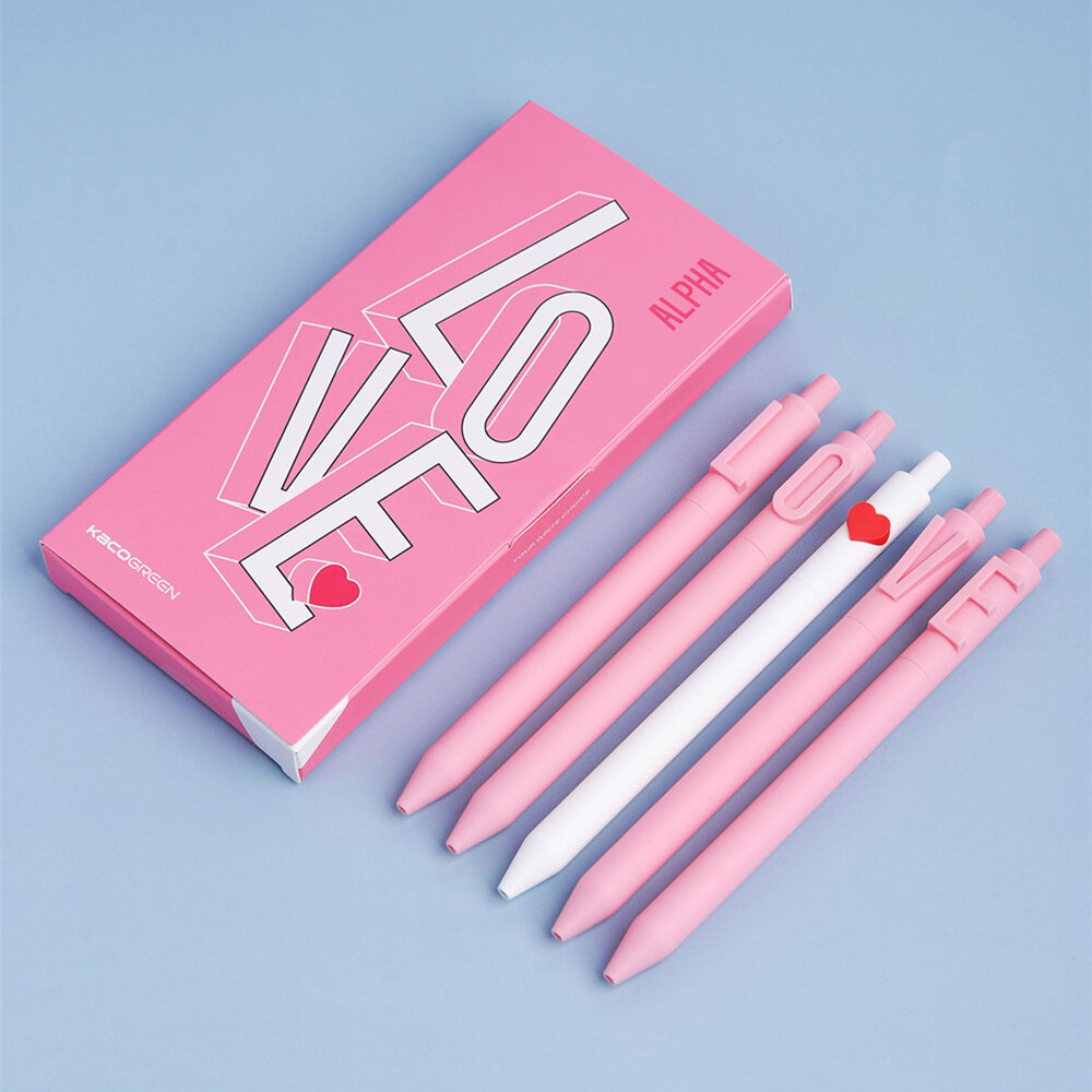 

KAKO 5Pcs/pack 0.5mm Love Alphabet Pen Set Multifunction Writing Gel Pen for Business Stationery Signature Creative Gift