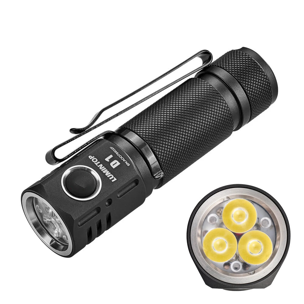 Lumintop D1 Triple LED 2000LM 180M TIR Lens Long Range EDC Flashlight Waterproof 18650 Compact Mini 