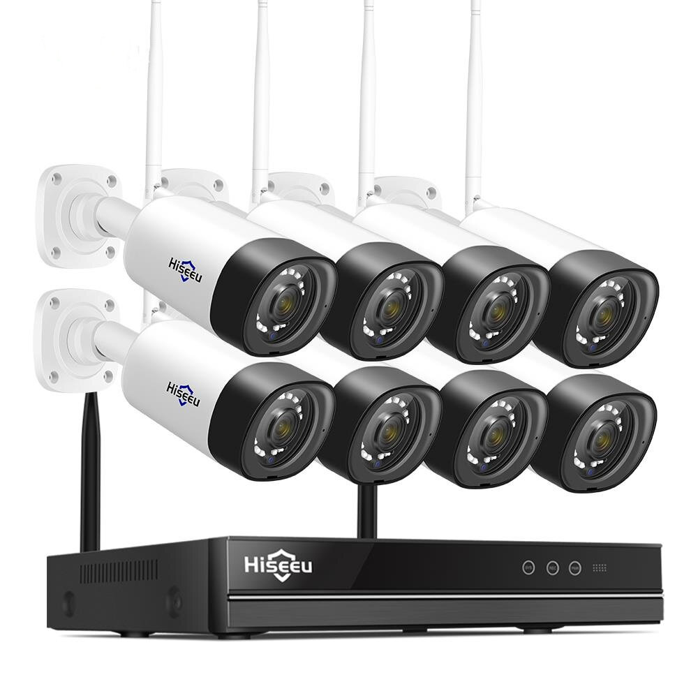 Hiseeu 8CH 1080P Wireless NVR CCTV Security System Kit H.265 2MP Audio...