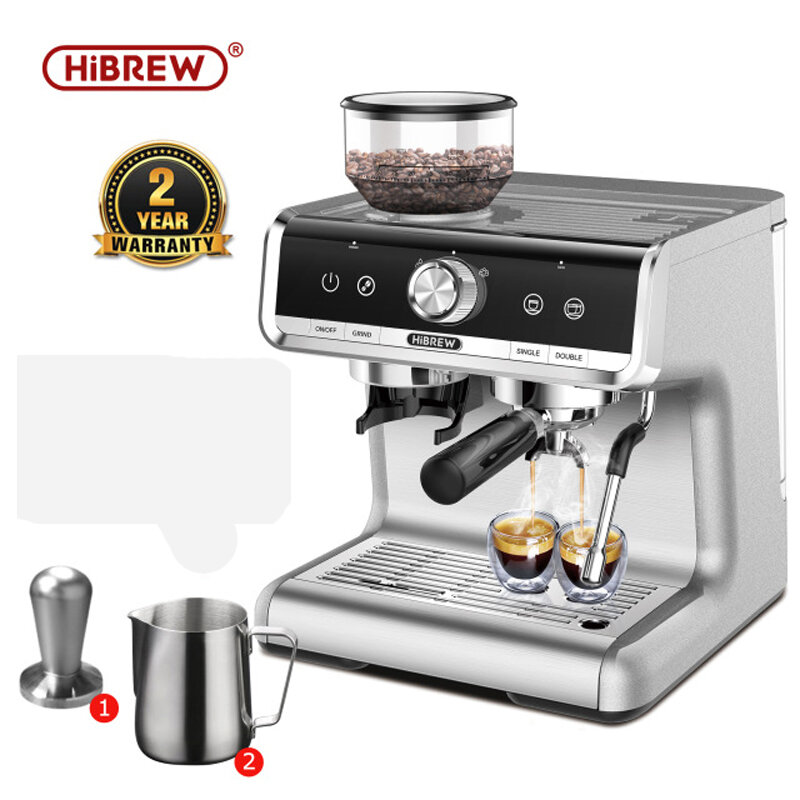 HiBREW Barista Pro 19Bar Conical Burr Grinder Bean to Espresso Commercial Level Espresso Maker Full Kit Cafe Hotel Restaurant
