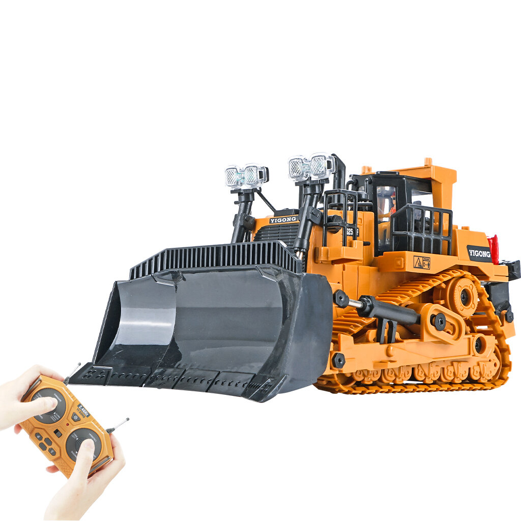 1046 RC Bulldozer 1/24 2.4GHz 9CH RC Car Construction Truck Engineering 140min Playing Time Vehicles with Light Music Gift Toys for Kids