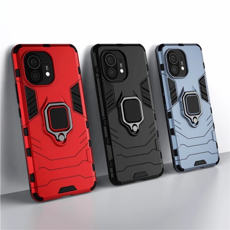

Bakeey for Xiaomi Mi 11 Case Armor Shockproof Magnetic with 360 Rotation Finger Ring Holder Stand PC Protective Case Non