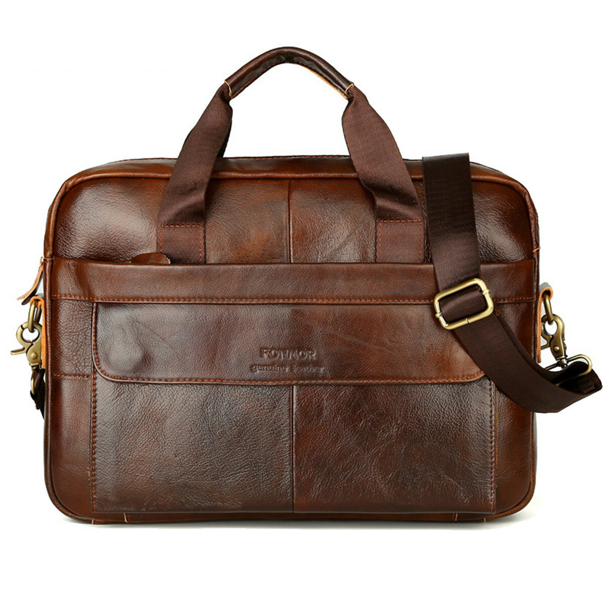 FONMOR Business Vintage Genuine Leather Macbook Storage Men Briefcases Handbag Messenger Shoulder Bags
