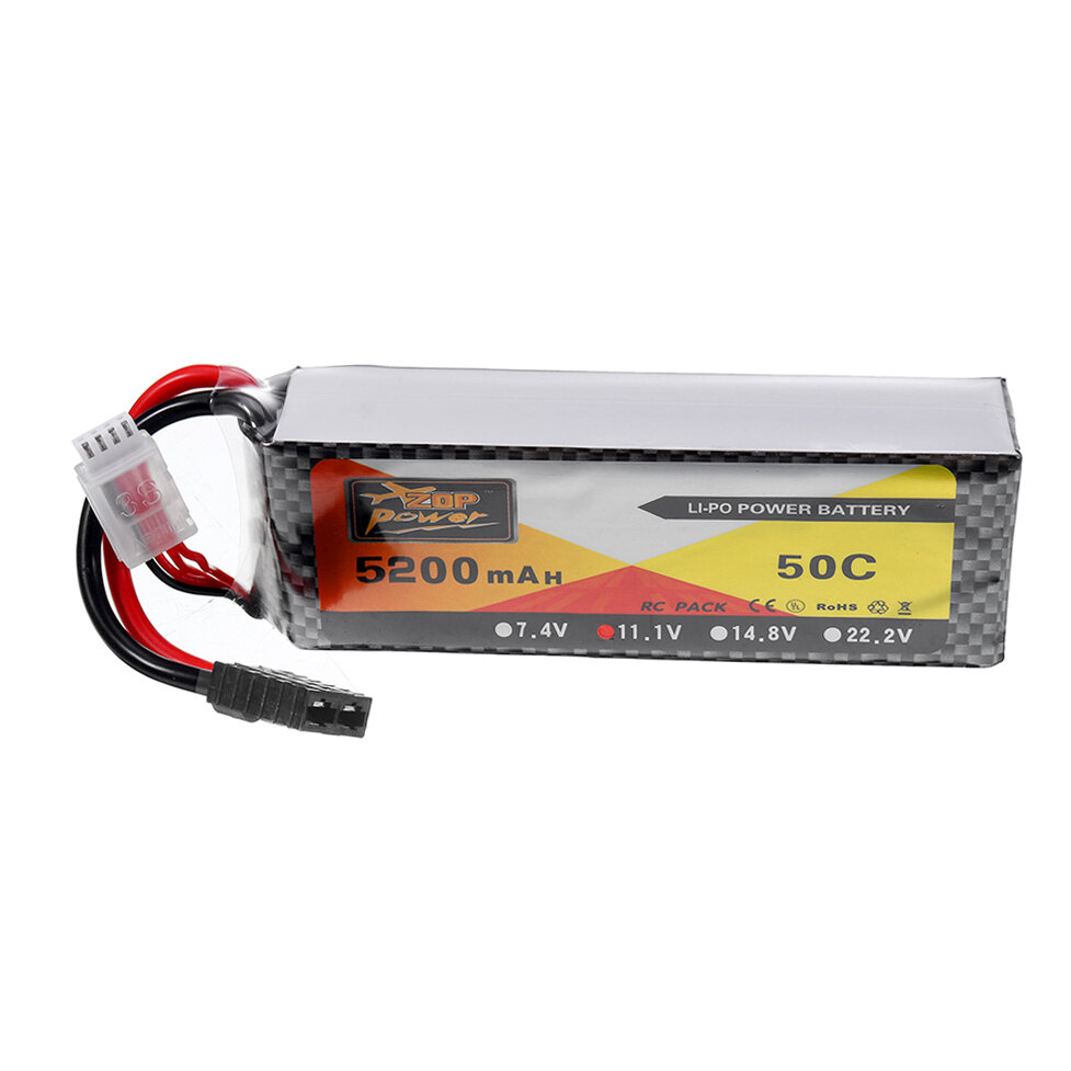 ZOP Power 11.1V 5200mah 50C 3S Lipo Battery TRX Plug for Wltoys 1/8 RC Car