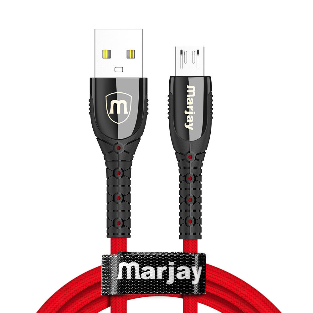 Marjay 3A Micro USB Type C Snel Opladen Kant Zinklegering Weven Mobiele Telefoon Datakabel Voor HUAW