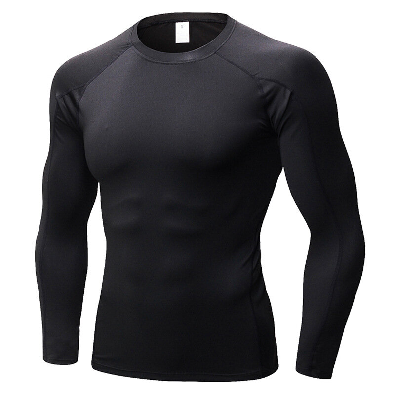 Pro Mens Tight kompresyjna koszulka z długim rękawem Fitness Training Tops Odzież sportowa
