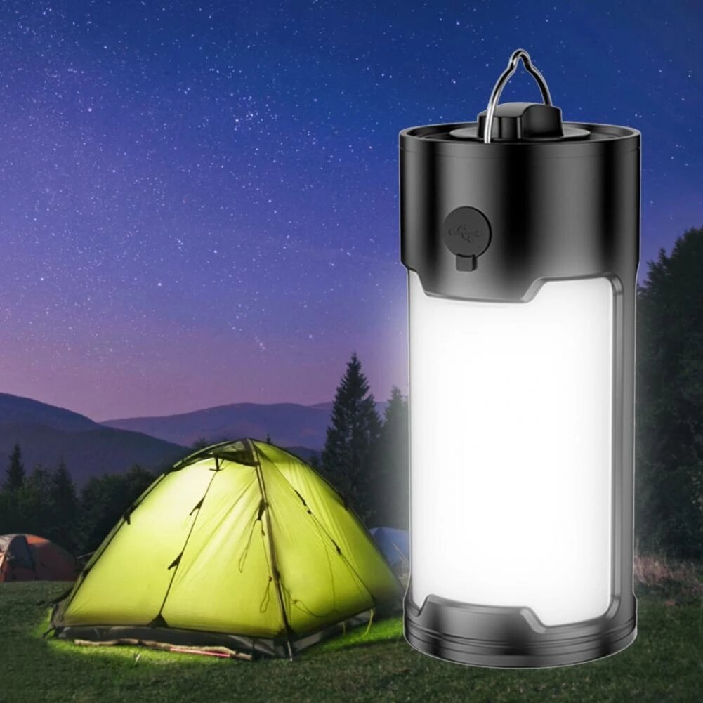 Lanterna de acampamento LED recarregável embutida 18650 Bateria lâmpada de tenda portátil ao ar livre à prova d'água luz de emergência de acampamento