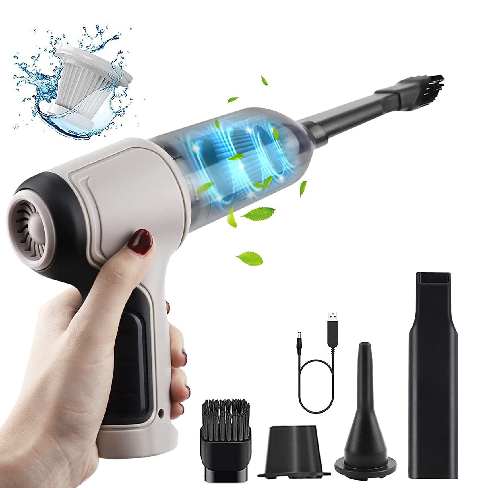 

3 In 1 9000Pa 120W Portable Car Vacuum Cleaner Cordless Handheld Mini Home Office Vaccum Cleaner USB Chargingw/ 2x2000
