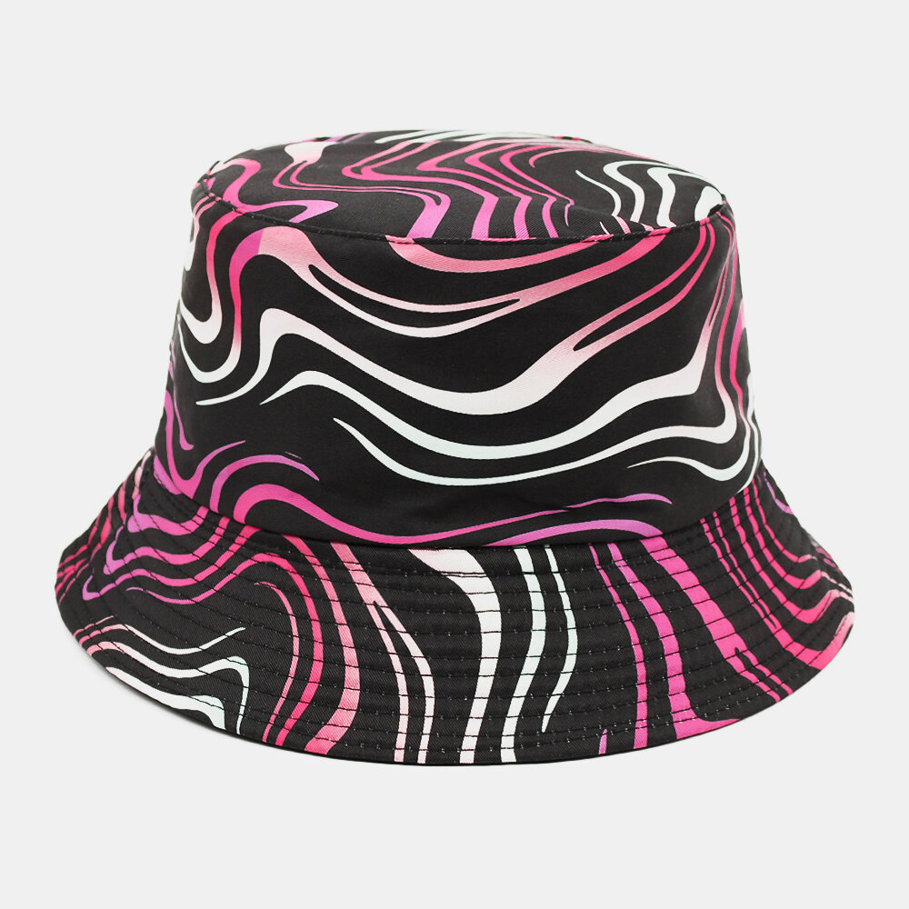 

Unisex Cotton Double-Sided Colored Stripes Pattern Fashion Sunshade Bucket Hat