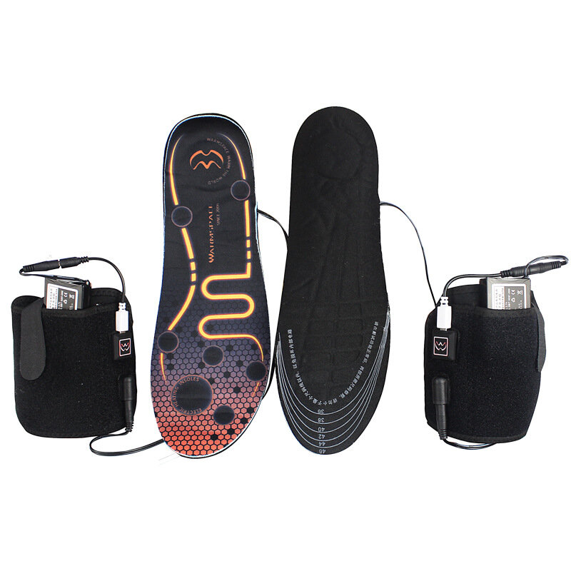 

1 Pair of Heated Insoles Battery Powered Rechargeable Heated Shoes Insoles with Wrist Braces Winter Skiing Foot Warmers