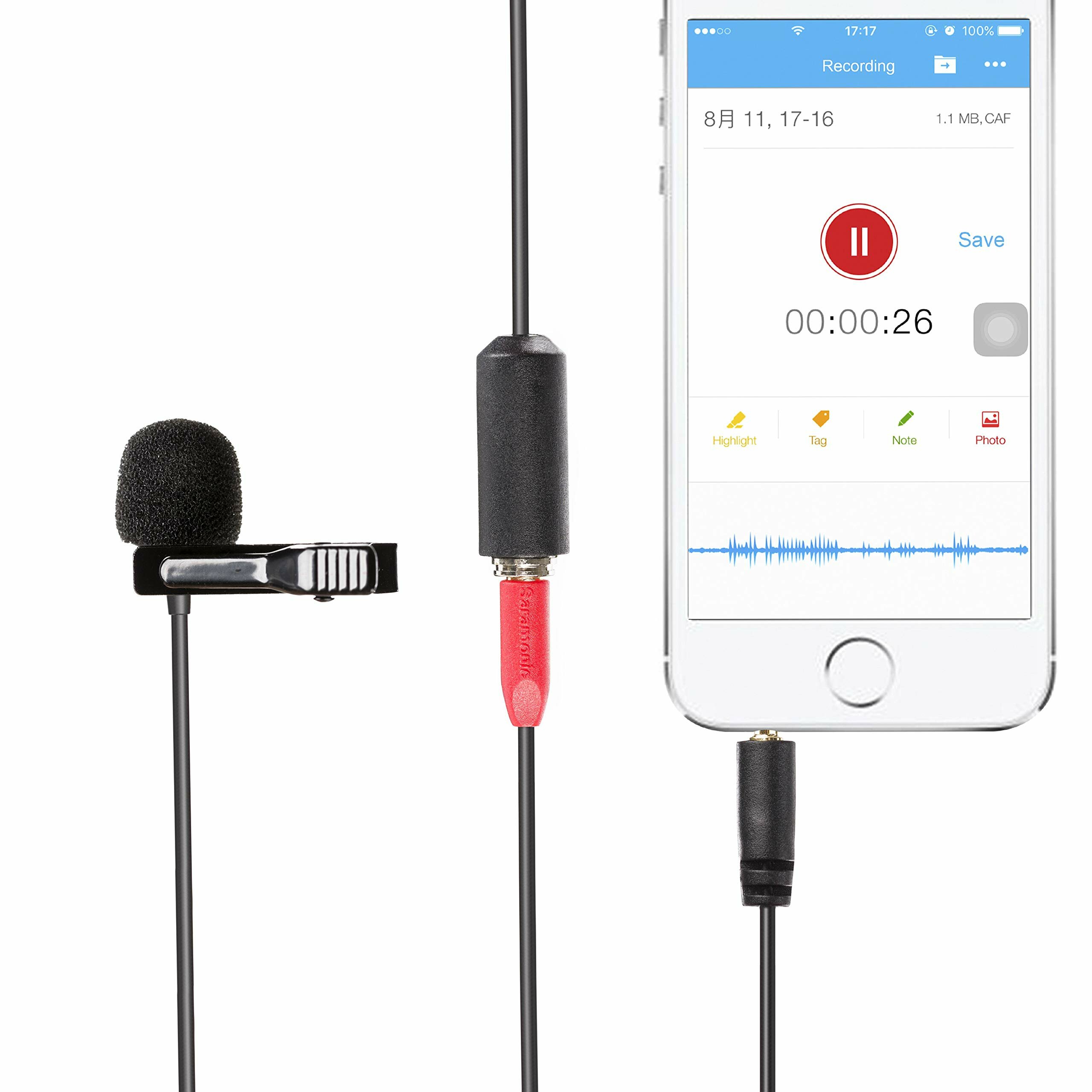 Saramonic SR-LMX1 + omnidirectionele lavalier clip-on microfoon voor iOS en smartphones