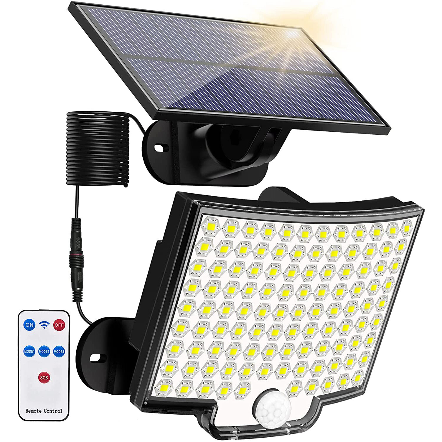 best price,solar,light,outdoor,led,motion,sensor,wall,lamp,remote,2pcs,discount