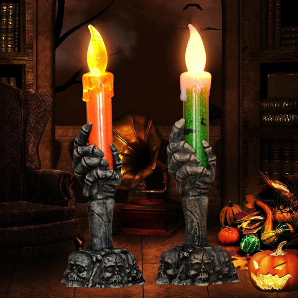 Halloween Light Vlamloze plastic kaarsen Halloween-decoratie Props Ghost Light
