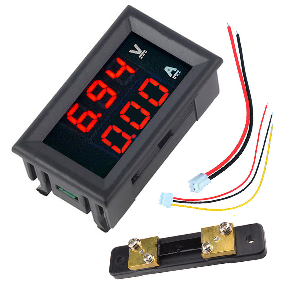 056 DC 100V 50A RedRed Dual LED Display Mini Digital Voltmeter Ammeter Panel Amp Volt Voltage Current Meter Tester