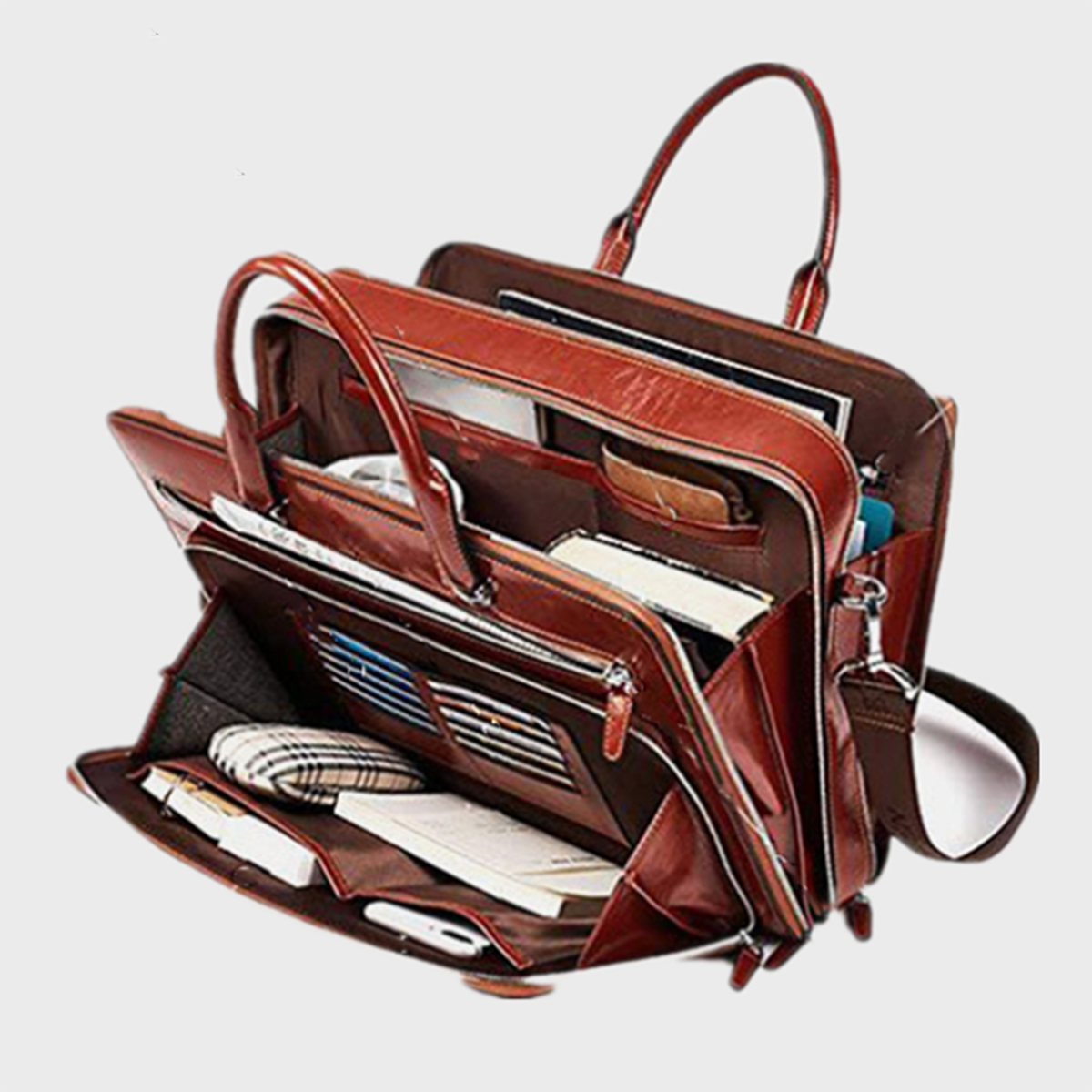 Men Faux Leather Multifunction Multi-pocket 15.6 Inch Laptop Bag Briefcases Handbag Shoulder Bag