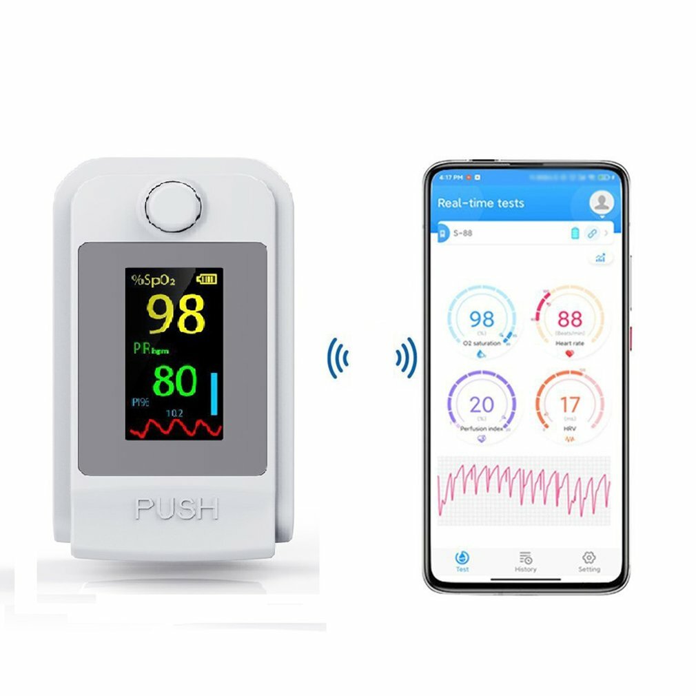 

BOXYM Bluetooth Fingertip Pulse Oximeter Oximetry Blood Oxygen Saturation Monitor OLED Pulsoksymetr SPO2 PR Heart Rate M