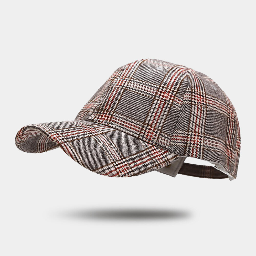 

Unisex Cotton Curved Brim Colored Lattice Pattern Baseball Cap Outdoor Casual Sunshade Hat