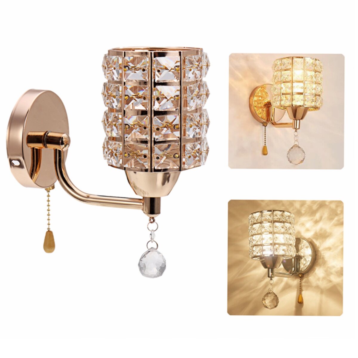 AC85-265V Luxury Crystal Wall Light Modern E27 Bedroom Aisle Sconce Lighting Lamp Fixtures Without B