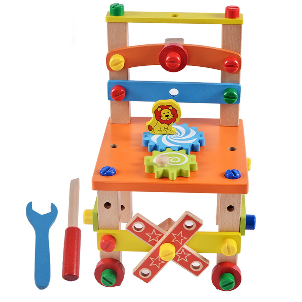 DIY Creative Toy Multi function Nut Disassembly Combination Toy Wooden Chair