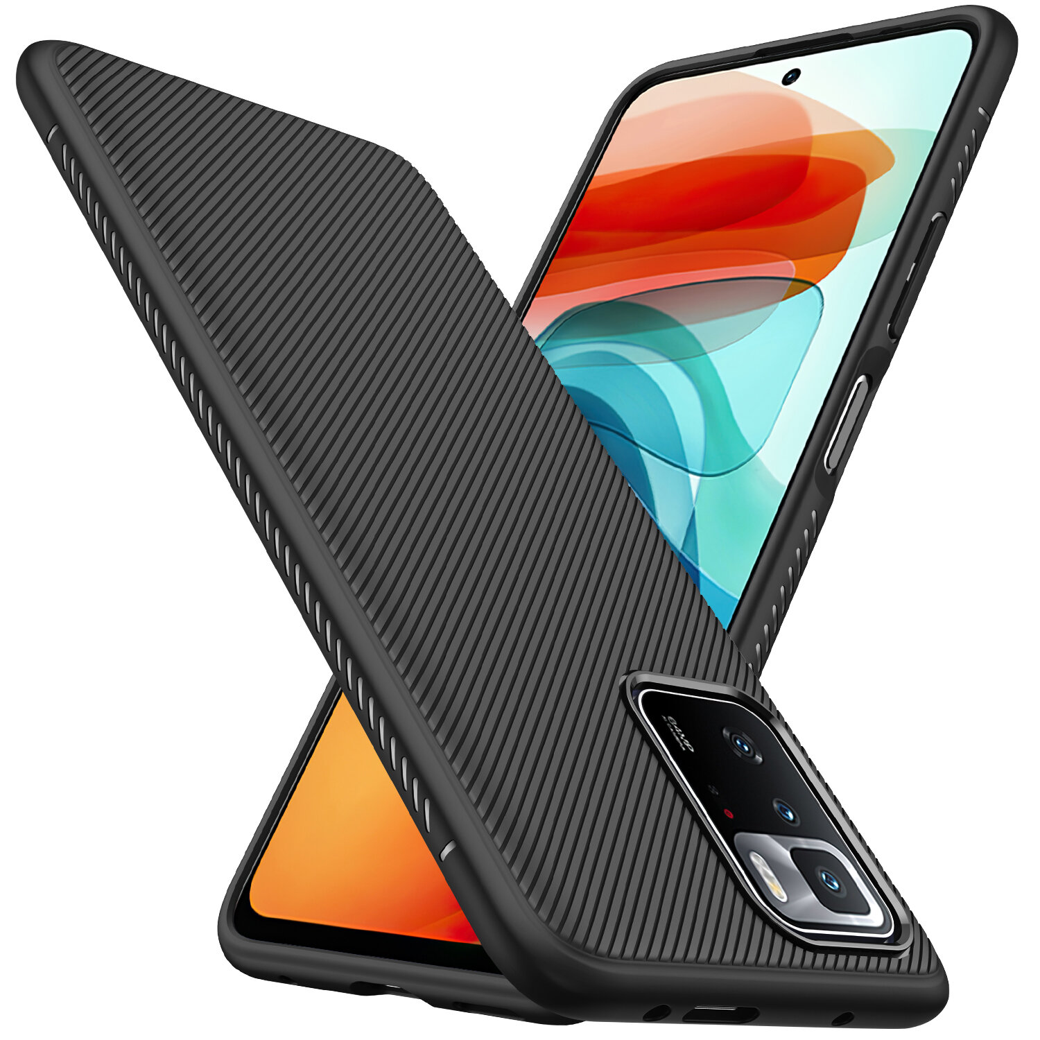 

Bakeey for POCO X3 GT Case Carbon Fiber Texture Slim Soft Silicone Shockproof Protective Case Back Cover