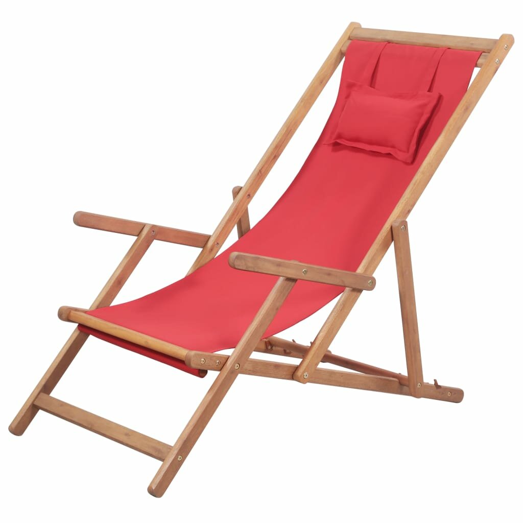 Opklapbare strandstoel stof en houten frame rood