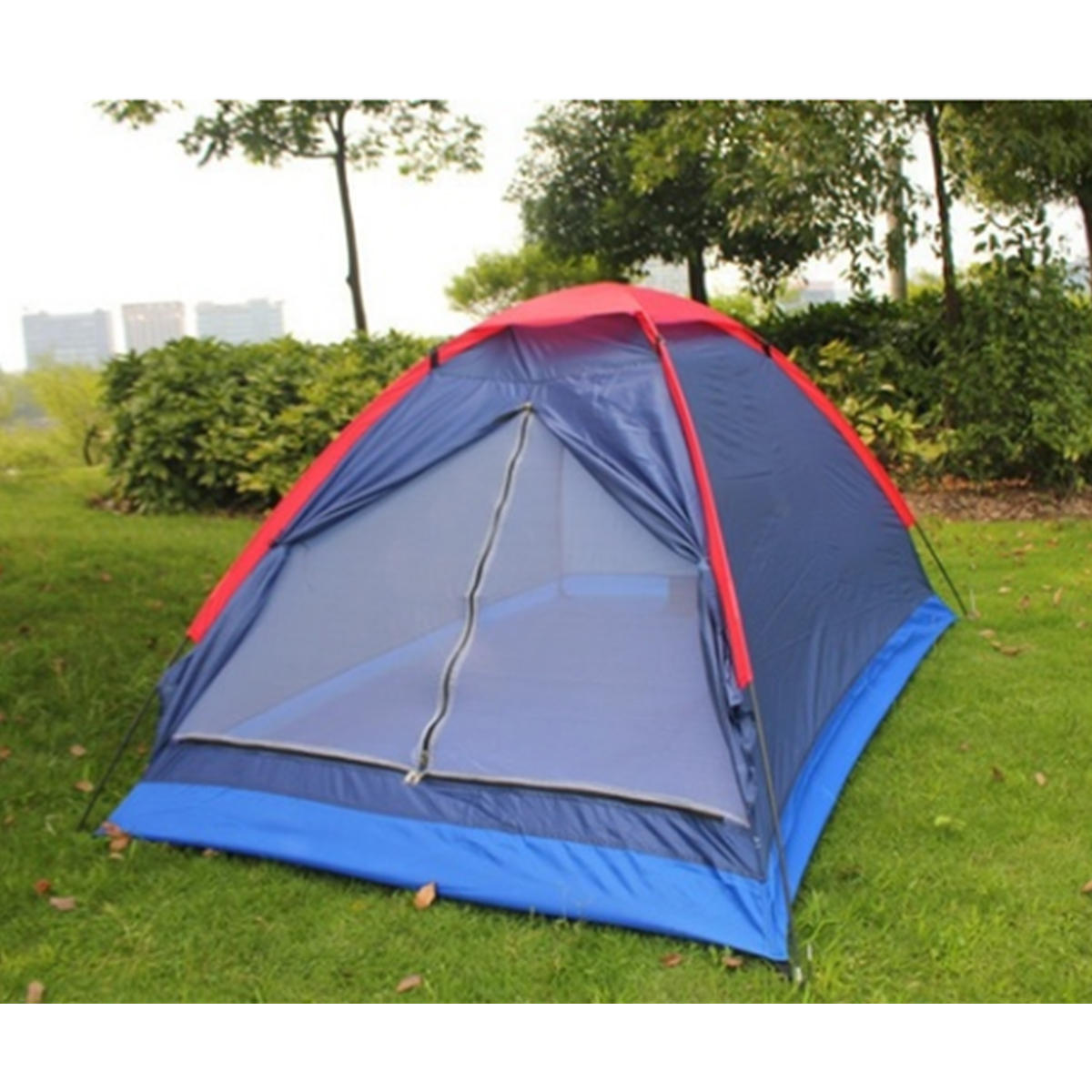 2 Persons Camping Tent Single Layer Beach Tent Outdoor Travel Windproof Waterproof Awning Tent Summer Tent with Bag Random Color
