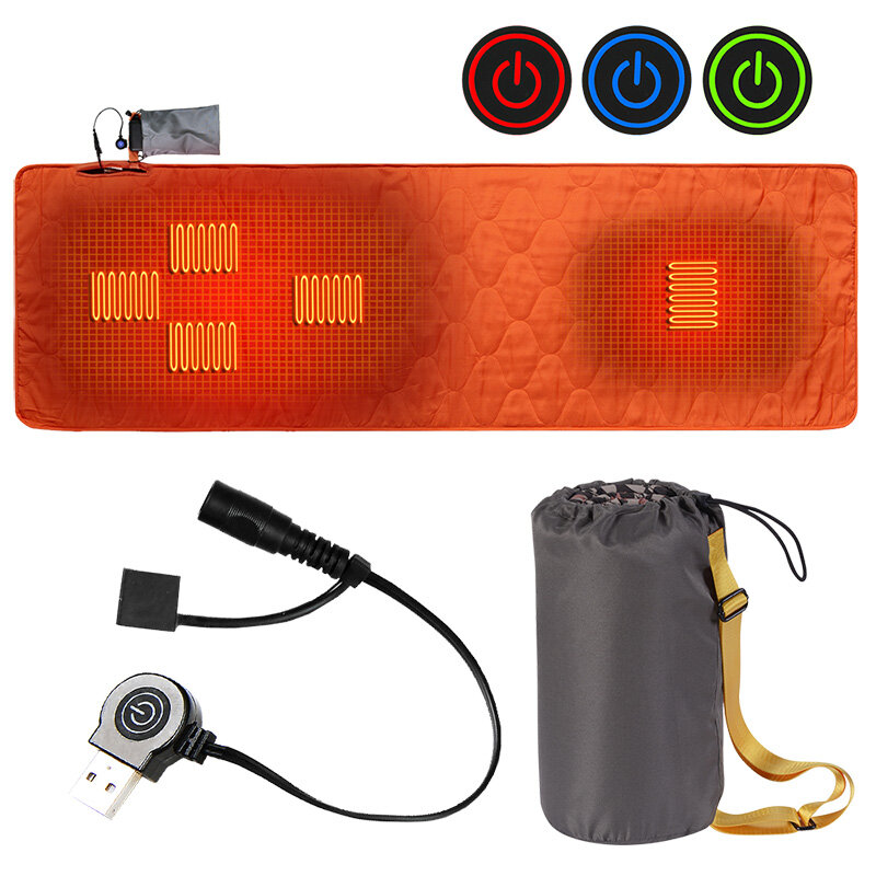 IPRee® Smart Heated Sleeping Bag Pad USB Portable Folding 5-gears Heating Keep Warm Universal Zipper Closure Camping Heated Polyester Sleeping Pads Waterproof Outdoor
