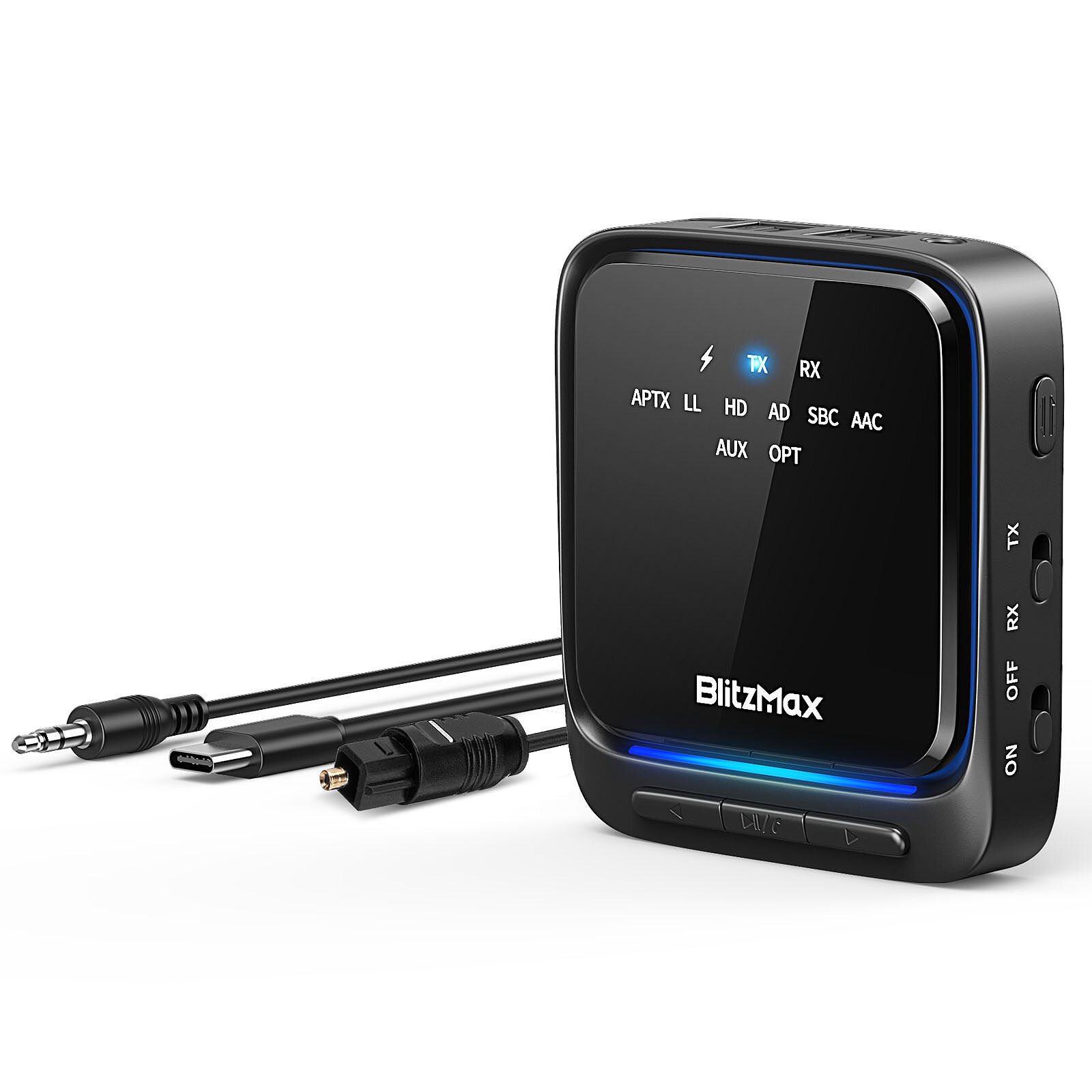 BlitzMax BT06 Zender Ontvanger Bluetooth V5.2 apt Adaptive Low Latency HiFi Sound Optical Fiber Tran
