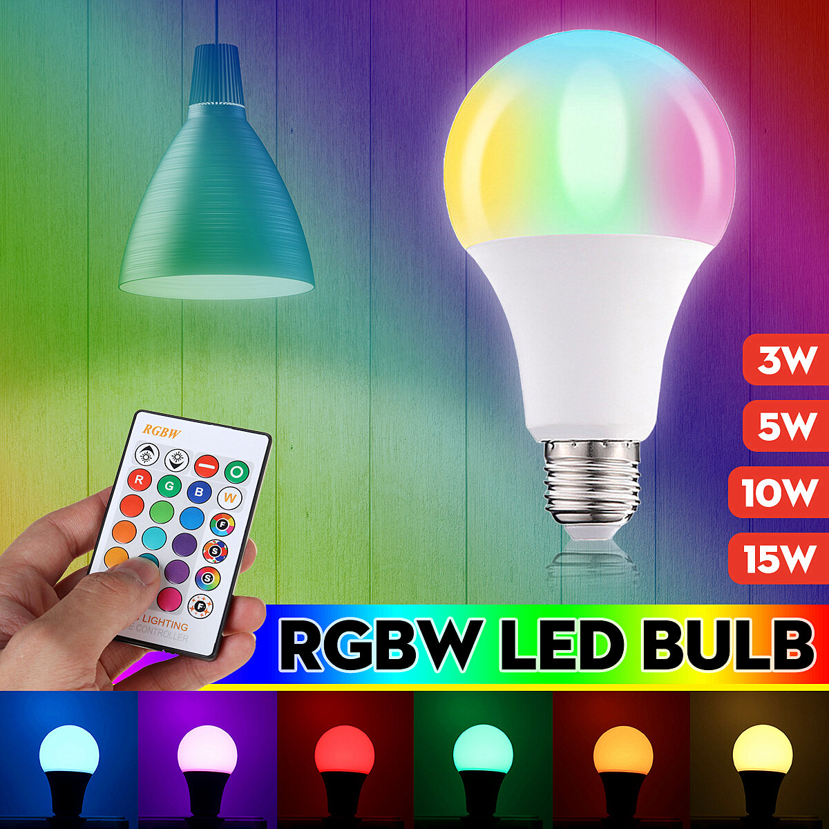 

3W 5W 10W 15W RGBW E27 LED Bulb 16 Color Dimmable Globe Light With Remote Control For Party Decoration AC85-265V