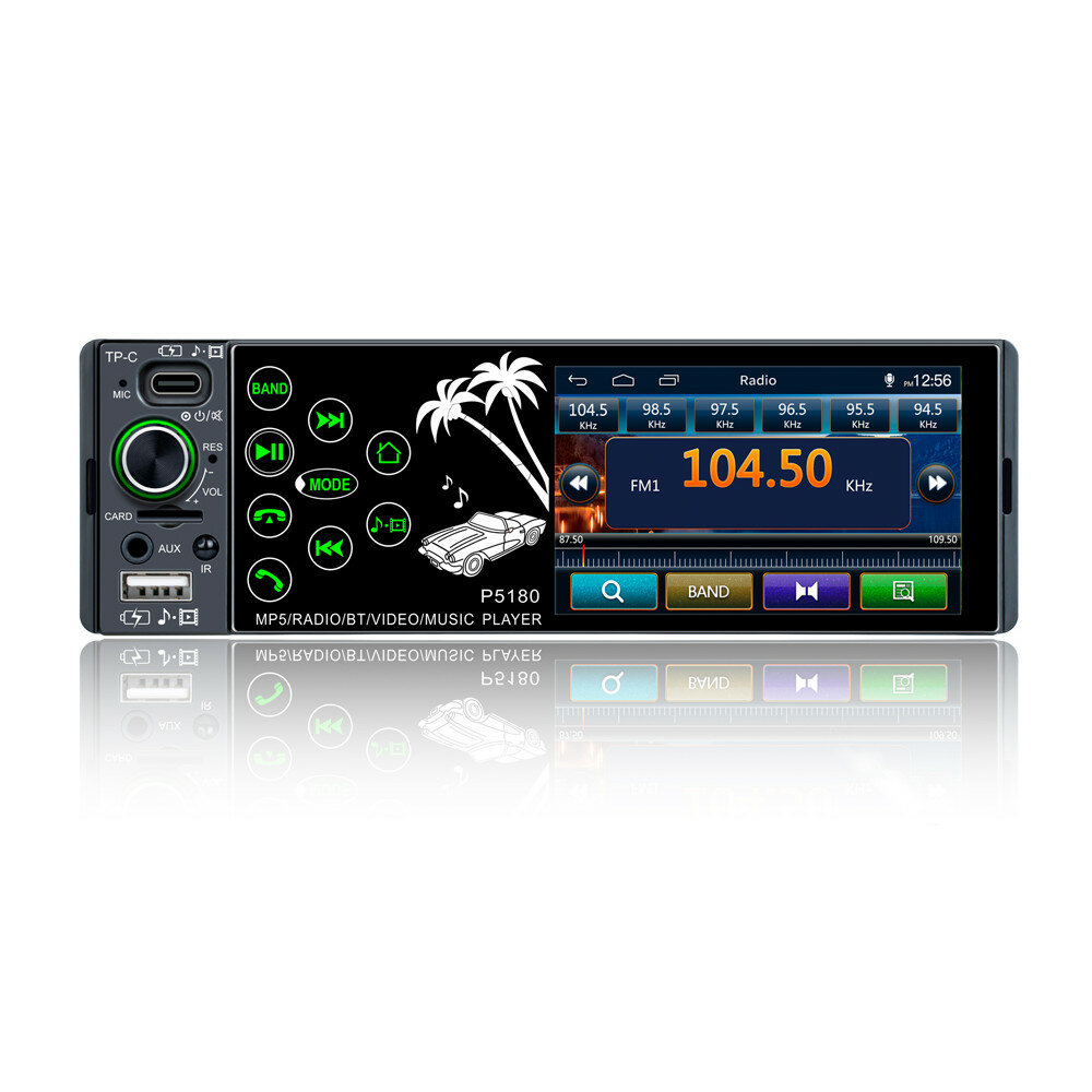5180 4.1 Inch Auto MP5 Speler IPS Touchscreen Bluetooth FM Radio Audio Video EQ Subwoofer Stereo Stu
