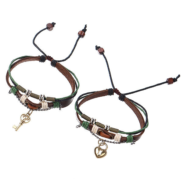 

Sweet 1 Pair Lock and Key Pendant Lover's Couple Bracelet
