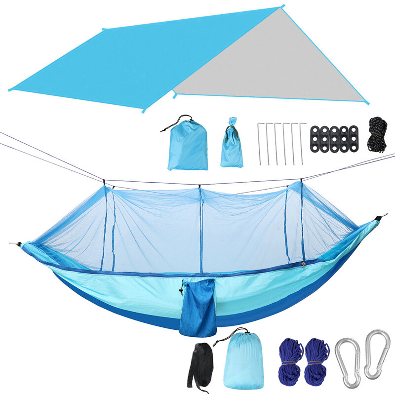 IPRee® 1-2 شخص أرجوحة للتخييم + شبكة ناموسية + غطاء قماش قنب المطر سرير متأرجح كرسي أرجوحة للصيد في الهواء الطلق