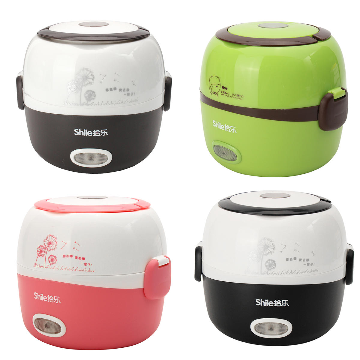1.3L Electric Portable Lunch Box Rice Cooker Steamer 2 Layer Stainless Steel ~