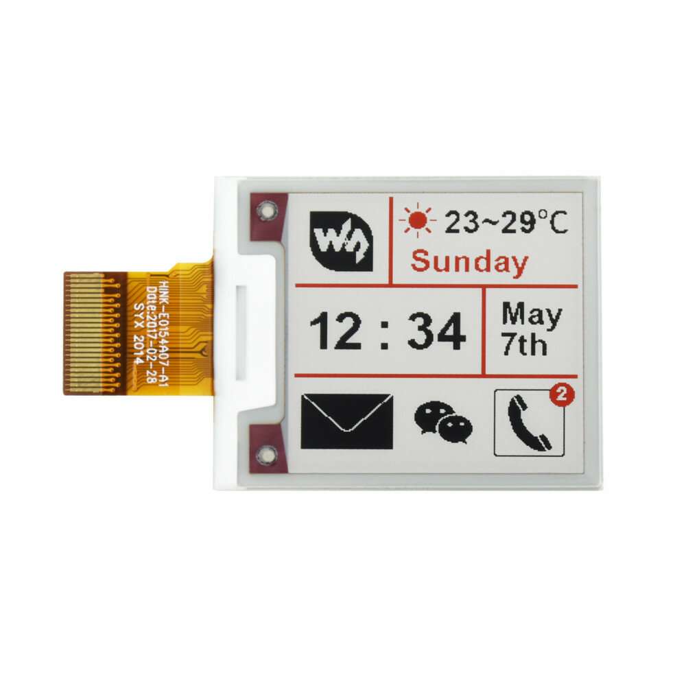 

Waveshare® 1.54 Inch Ink Screen 200x200 Bare Screen Electronic Paper Display SPI Interface Red Black and White Three Col
