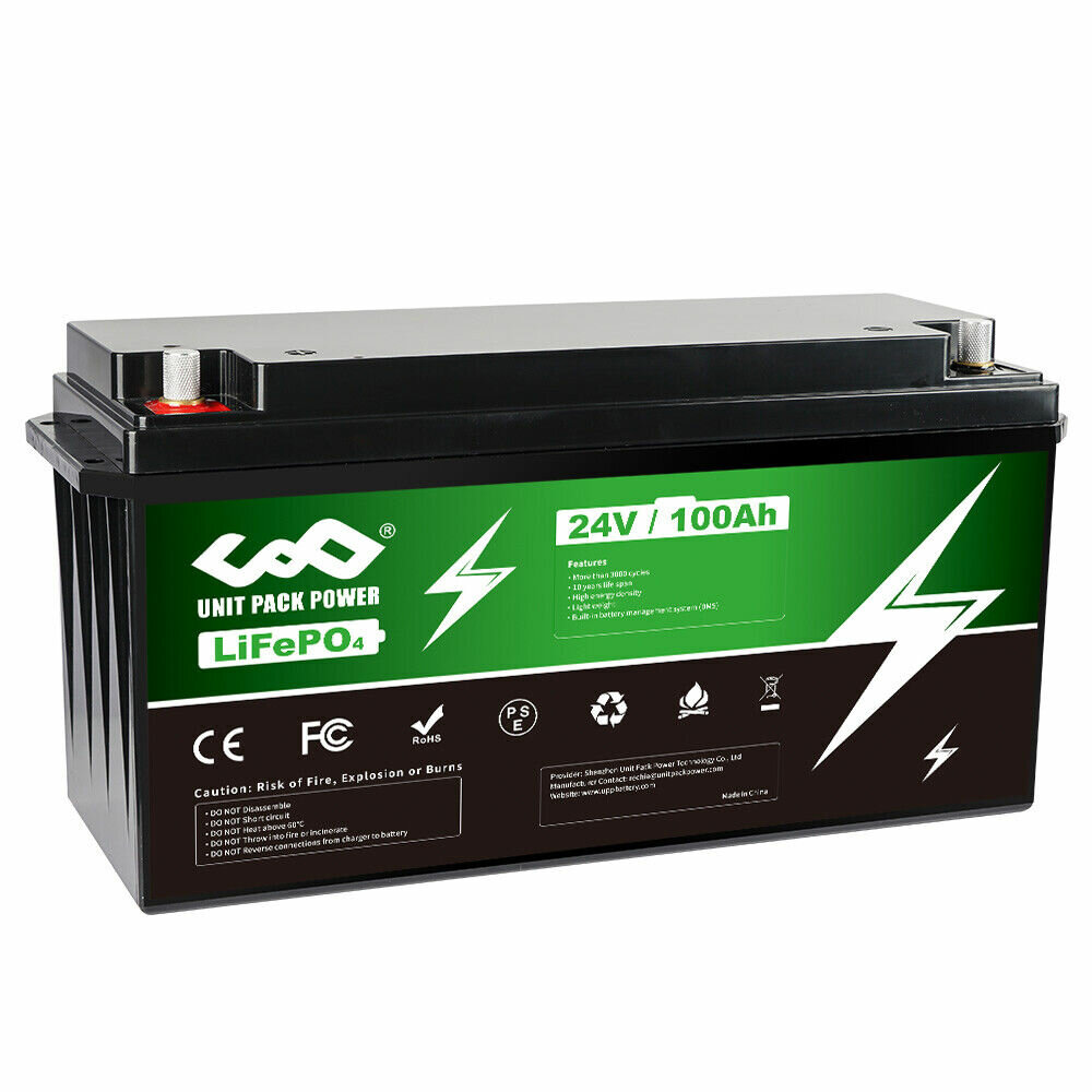 [UK Direct] UPP LiFePo4 24V 100AH Lithium Iron Ebike Battery 100A BMS 1600W Motor Rechargeable for RV Outdoor Marine Rechargeable Inverter Power UNITPACKPOWER U203