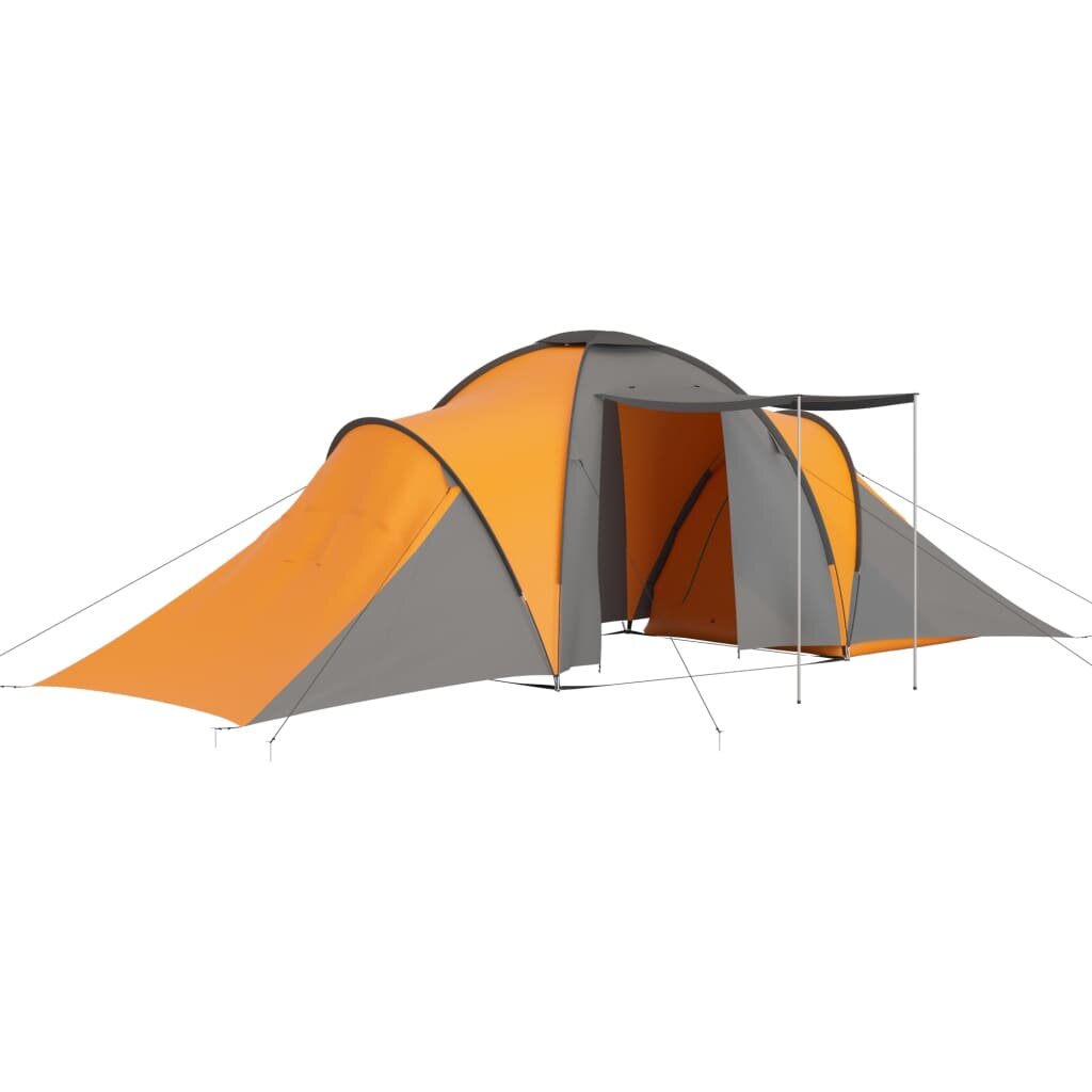 Campingzelt 4~6 Personen Familienzelt Winterzelt für Outdoor Camping Wandern Reisen Grau und Orange