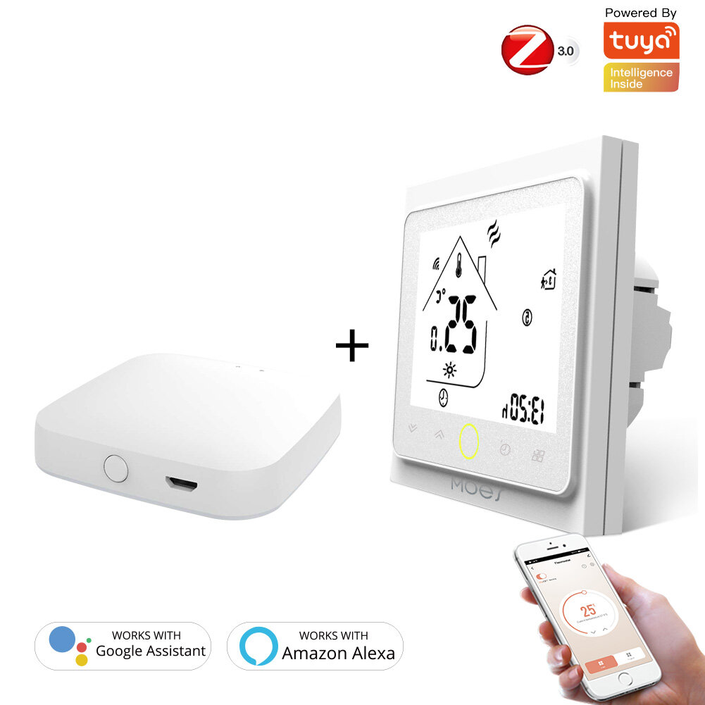 Moeshouse ZB Smart Thermostat Temperature Controller Hub Required Water/Electric floor Heating Water
