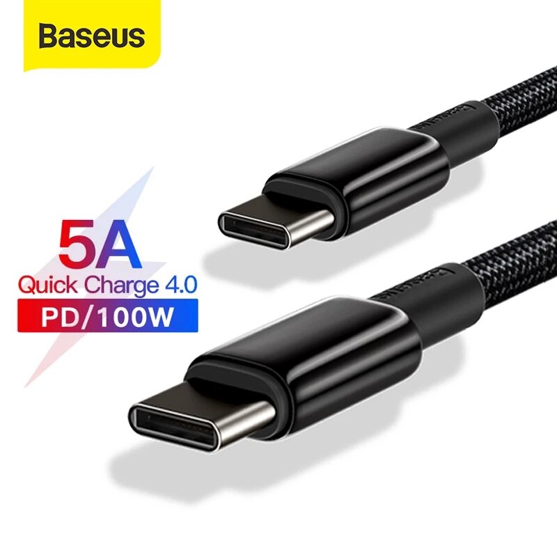 

[3 Pack] Baseus 100W USB-C to USB-C PD Cable PD3.0 Power Delivery QC4.0 Fast Charging Data Transmission Cord Line 2m lon