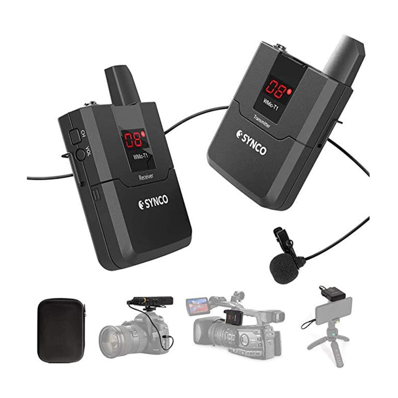 SYNCO WMic-T1 Draadloos Lavalier Microfoon Systeem Ontvanger Zender Kit Video-opname Microfoon voor 