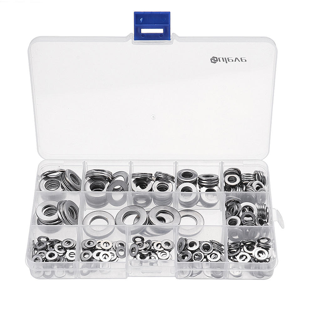 Suleve MXSW1 395Pcs Stainless Steel Form A Flat Washer Assortment Kit M4/M5/M6/M8/M10/M12