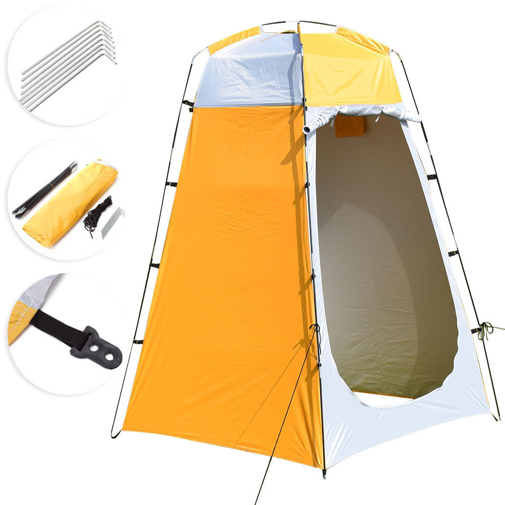 210T Polyester Duş Tent Anti-UV Su Geçirmez Giyinme Odası Yağmur Koruma Plaj Gizlilik Çadırı Kamp Yolculuk Depolama Çantası ile.