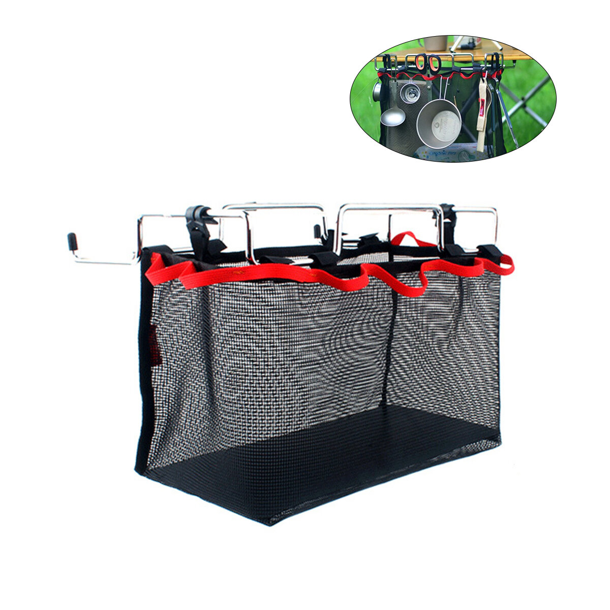 Campleader Outdoor Picnic Camping Storage Net Bag Stuff Storage Mesh Pack Kitchen Portable Folding Table Hanging Net
