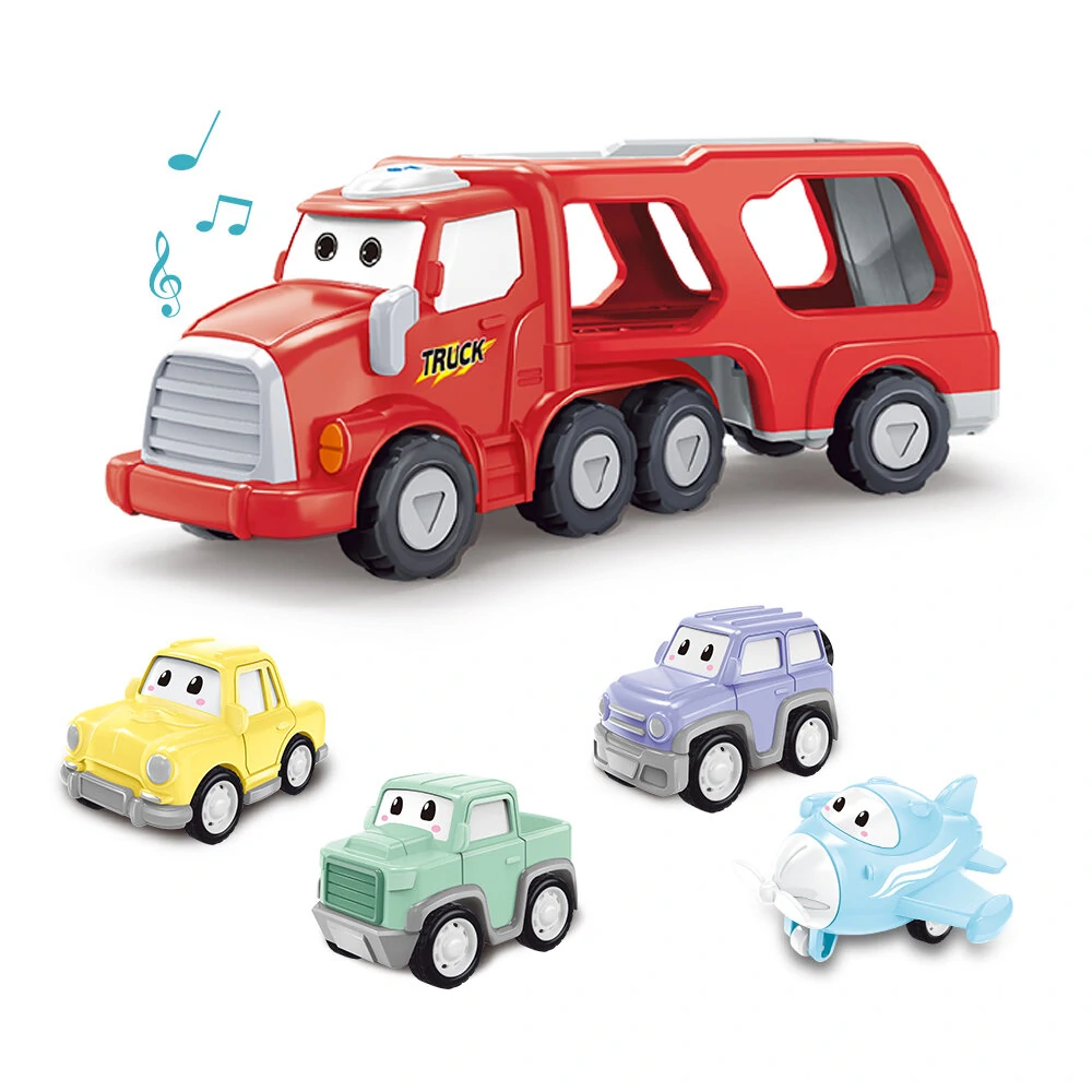 5pcs cartoon inertial sound and light vehicle boy kid toy color cartoon car model for kids toys