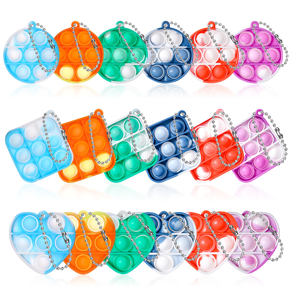 

CAMTOA 12/18Pcs Mini Bubble Fidget Sensory Toys Set Pendant Gradual Change Colorful Anti-Anxiety Office Toys Funny Educa
