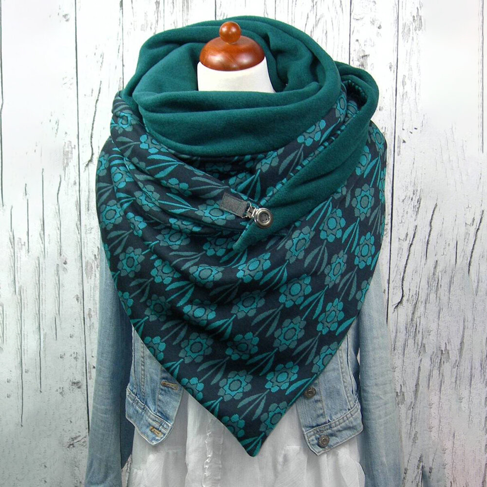 Dames Katoen Plus Dik Warm houden Winter Buiten Casual Bloemenprint Patroon Multifunctionele sjaal