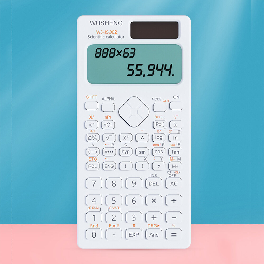 WUSHENG WS-JSQ02 Scientific Calculator 2-Line 10+2 Digits Display LCD Double Power with 417 Function