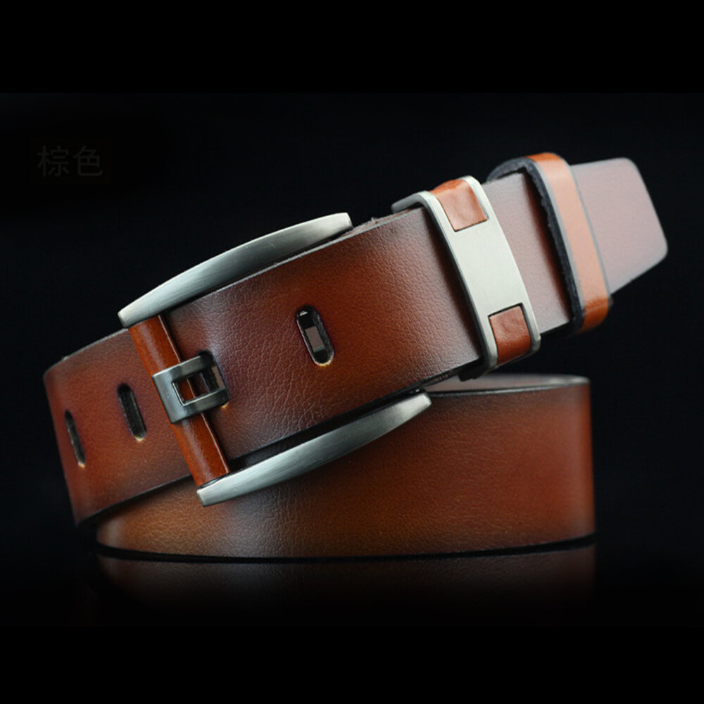 Pin buckle retro mens leather fashion belt
