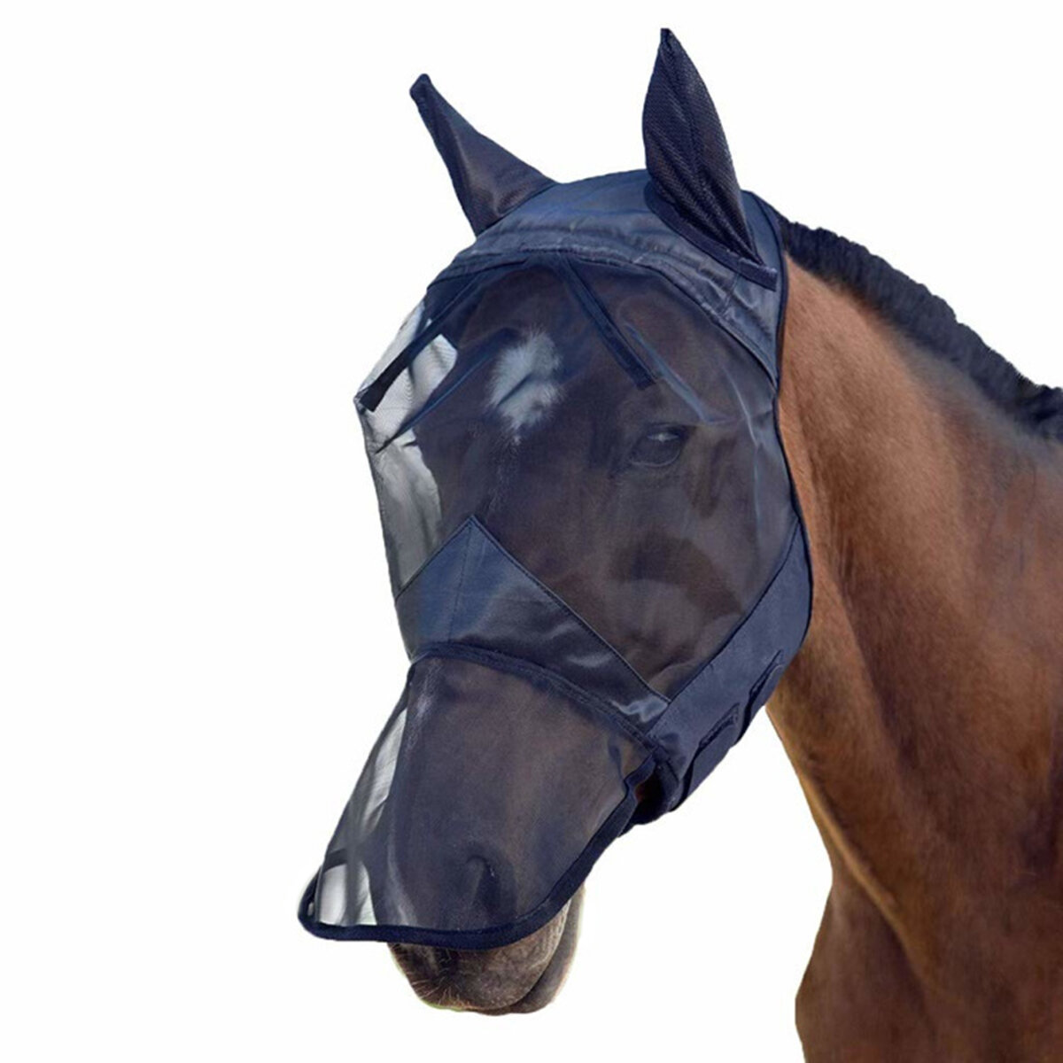 M / L / XL通気性のある馬のフライマスクメッシュ耳鼻フルフェイス馬具用 от Banggood WW