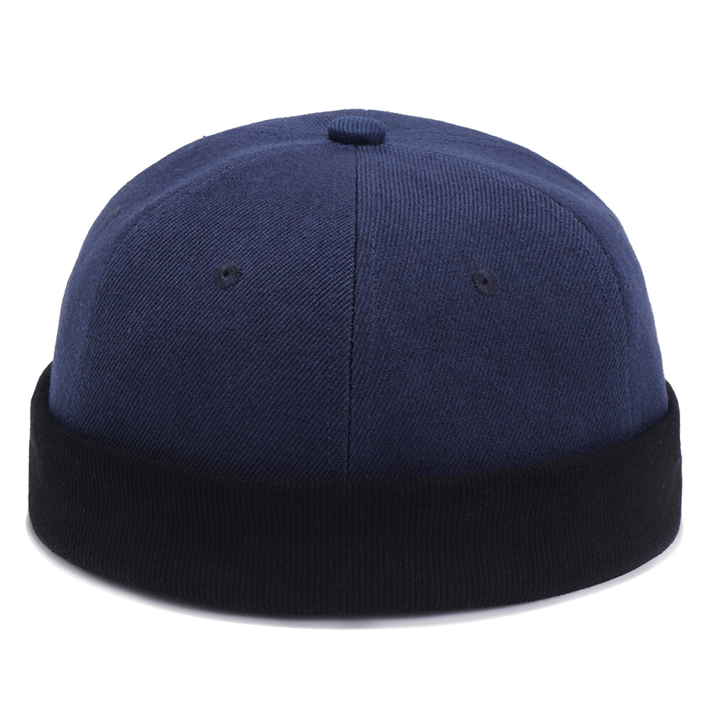 

Mens Womens Cotton Adjustable French Brimless Hats Outdoor Plain Skullcap Sailor Cap